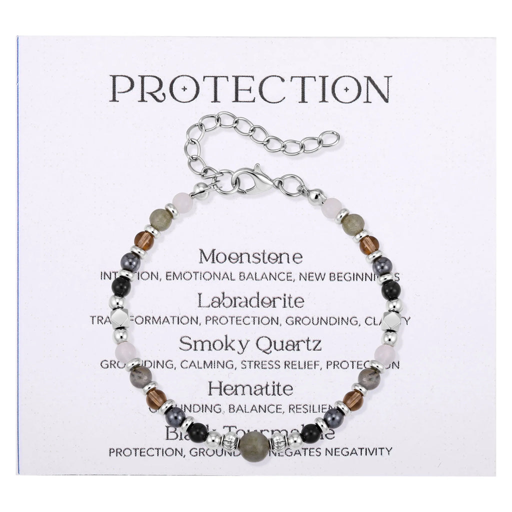 Healing Natural Stone Beaded Bracelets for Men Boys,Hip Hop Metal Adjustable Beaded Wristband,Causal Jewelry Gift