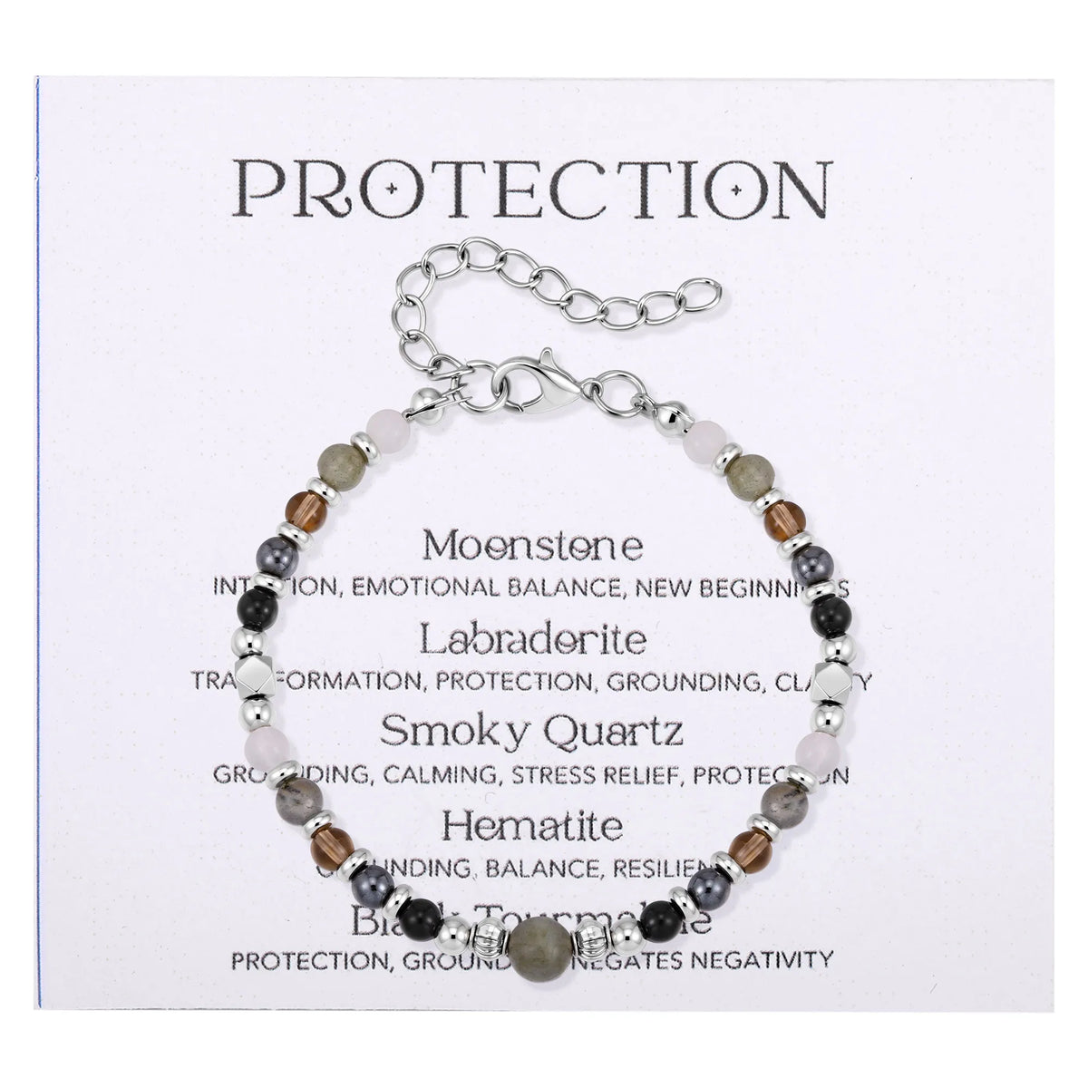 Healing Natural Stone Beaded Bracelets for Men Boys,Hip Hop Metal Adjustable Beaded Wristband,Causal Jewelry Gift