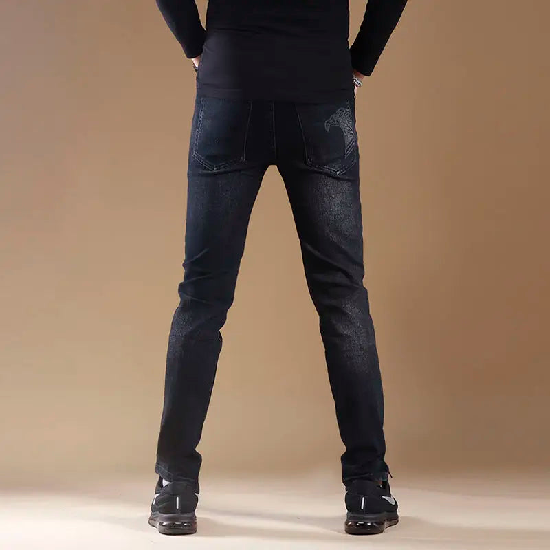 High-end Classic Washed Fashion Stretch Slim Black Mans Korean Style Streetwear Hip-hop Cowboy Jeans Luxury Casual Pants for Men