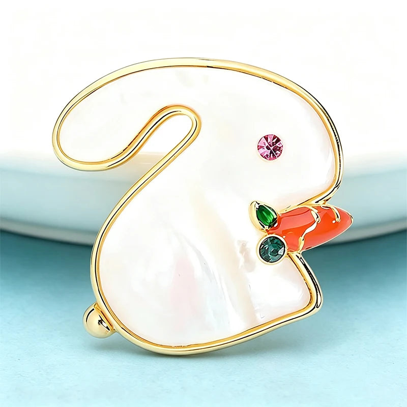 PENDRA Cute White Rabbit Brooch