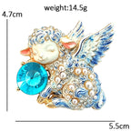 PENDRA Angel Sheep Crystal Animal Brooch