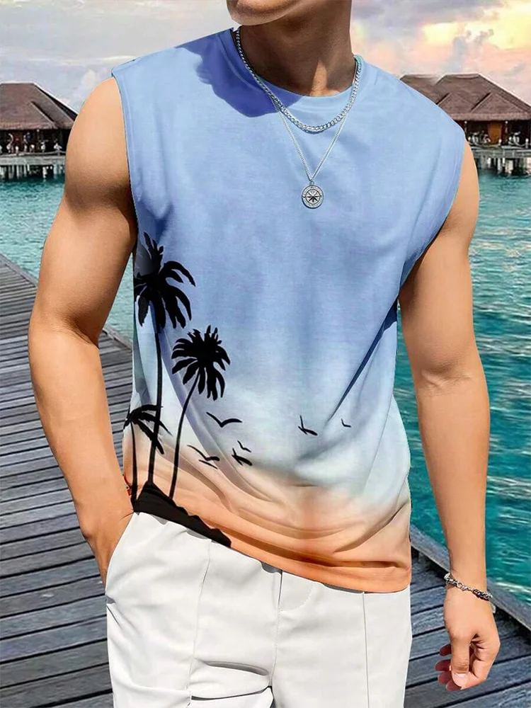 PENDRA Sleeveless Hawaiian Palm T-Shirt