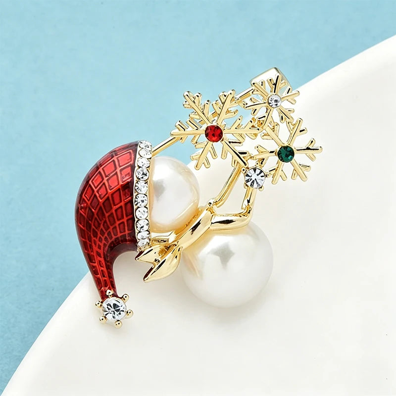 PENDRA Enamel Snowflake Snowman New Brooch
