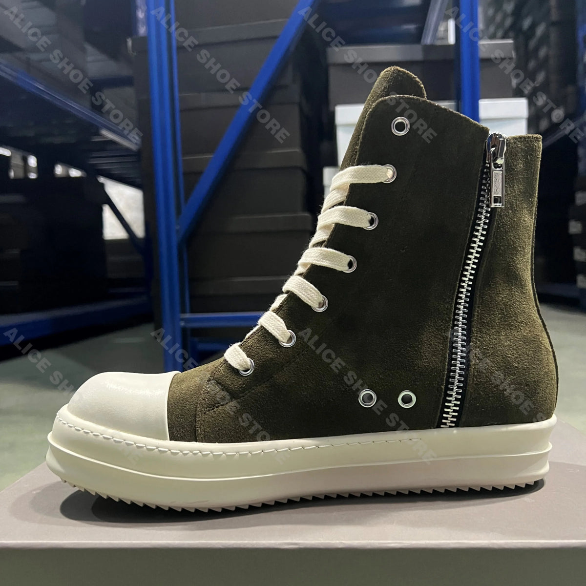 Men High Top Casual Shoes Hip-hop Retro Brown Suede Lace Up Women Thick Sole Increase Height Luxury Designer Flat Sneakers 3cm