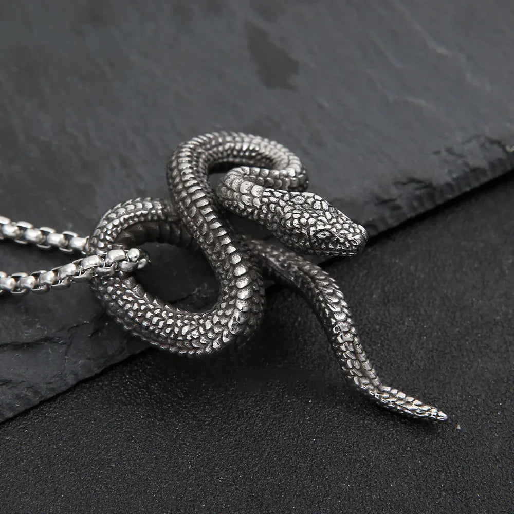 PENDRA Serpentsteel 316L Stainless Steel Snake Pendant