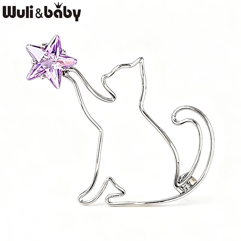 PENDRA Starlit Crystal Cat Brooch