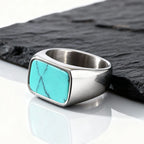PENDRA Turquoise Tiger Eye Steel Ring