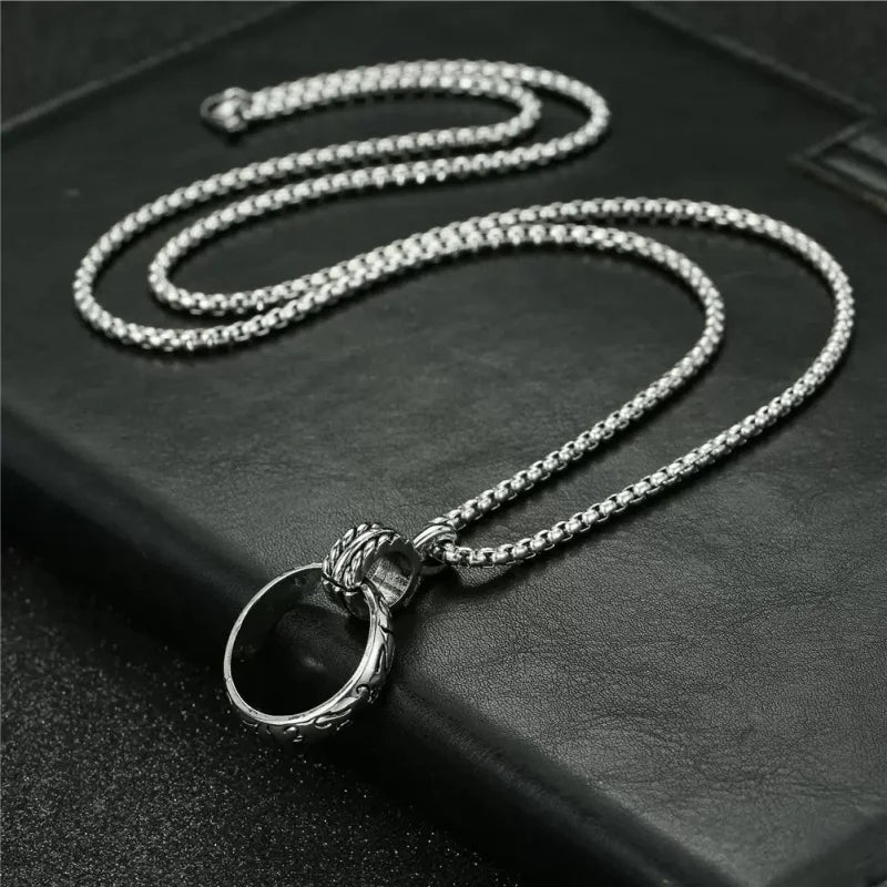 PENDRA Doubleloop Stainless Steel Double-Ring Pendant