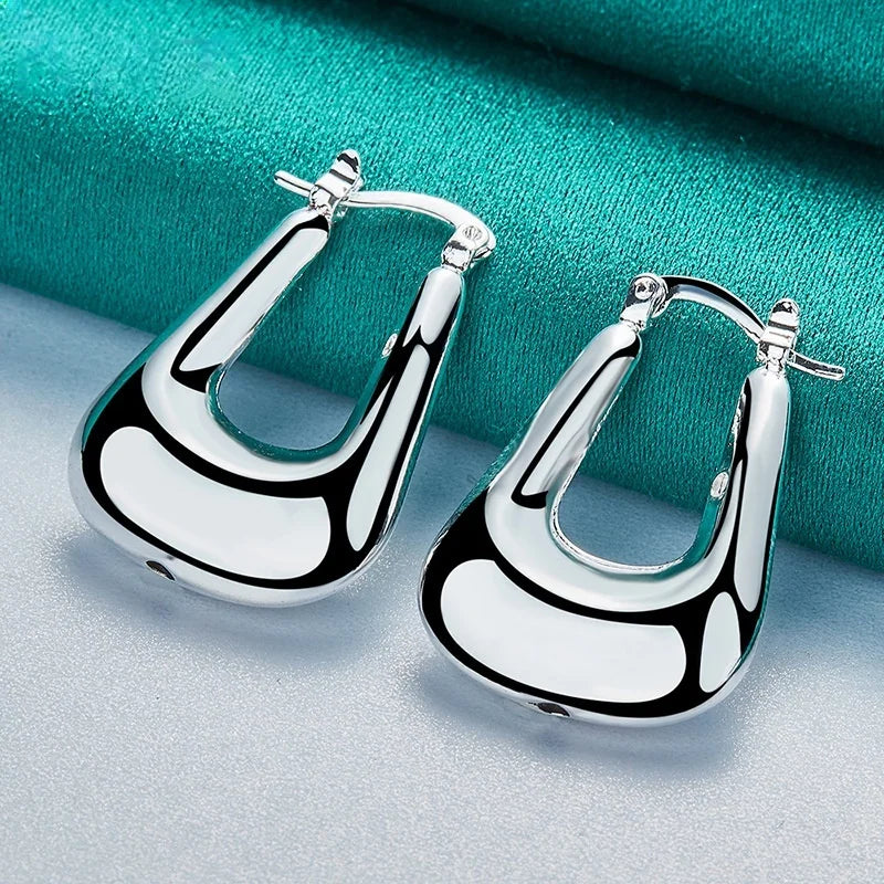 VENTFILLE 925 Sterling Silver Hoop Earring for Women Black Agate Hip Hop Versatile Big Bohemia Punk Jewelry Gift Dropshipping