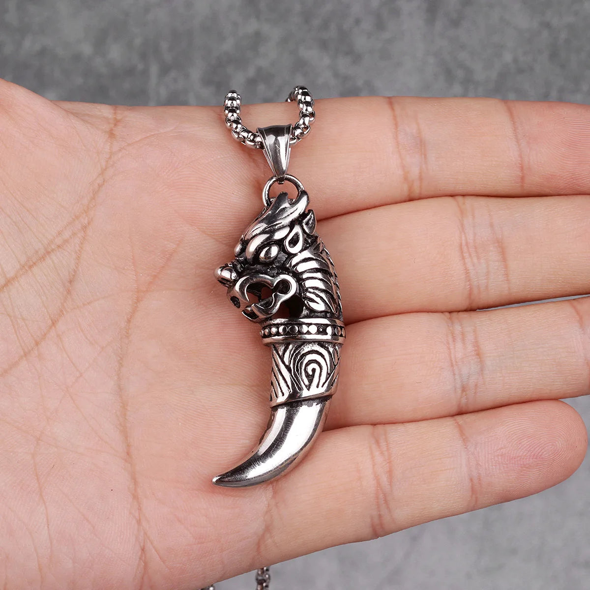Unicorn Tooth Amulet Mens Long Necklaces Pendants Chain Hip Hop for Boy Male Stainless Steel Jewelry Creativity Gift Wholesale