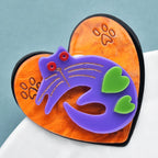 PENDRA Charming Movable Cat Heart Brooch