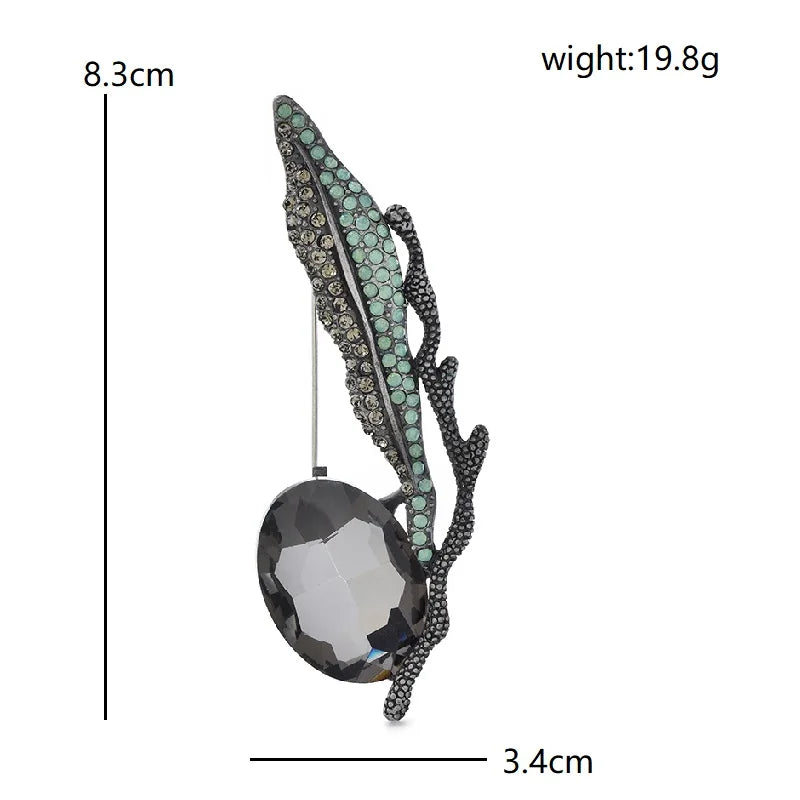 PENDRA Leafcrystal Crystal Leaf Brooch