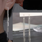 PENDRA Silver Tassel Chain Earrings