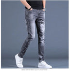 PENDRA Denim Cotton Printed Trousers