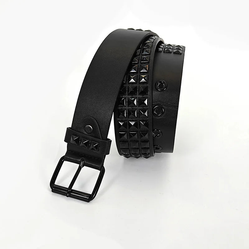 PENDRA Noraellea Rhinestone Black Pin Buckle Rivet Studded Belt