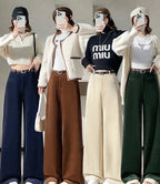 Corduroy suit wide leg pants women in autumn and winter high waist lazy style thick velvet warmth and versatile pants