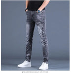 PENDRA Denim Cotton Printed Trousers