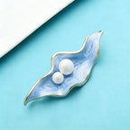 PENDRA Pearl Shell Enamel Flower Brooch