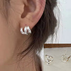 PENDRA Diamond Studded Hoop Sterling Earrings