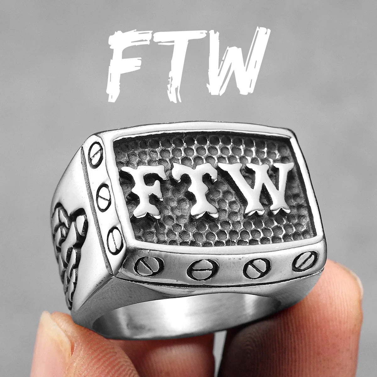 FTW Middle Finger Men Rings Stainless Steel Punk Vintage Cool Stuff Fashion Jewelry Accessories For Women Gift Wholesale