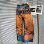 PENDRA Colorpaint Belt Print Wide Leg Jeans
