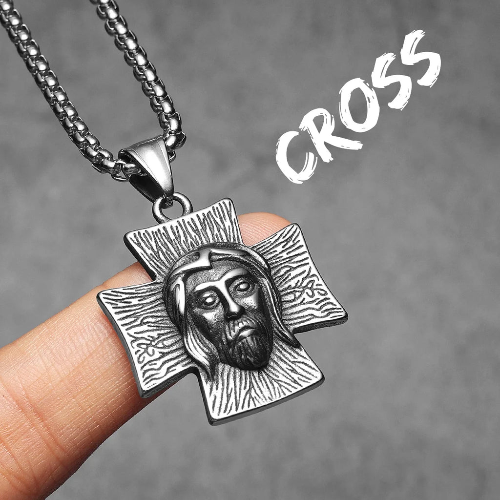 Jesus Cross Men Necklaces Stainless Steel Pendant Chain Women Fashion Jewelry Religion Punk New in Accessories Gifts Wholesale