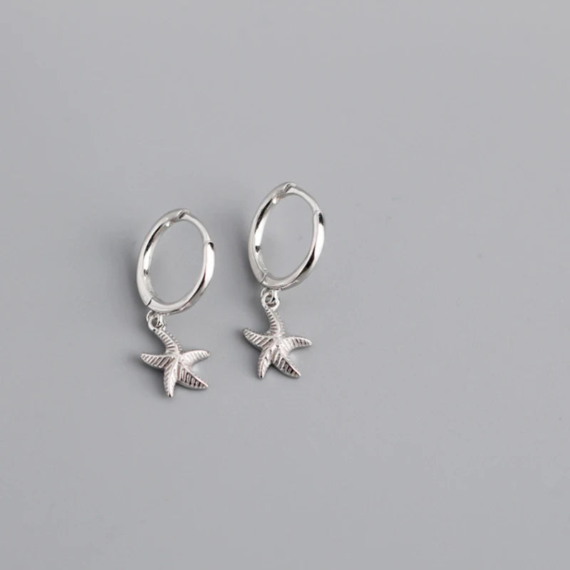 VENTFILLE 925 Sterling Silver  Starfish Hoop Earring for Women New Personality Trendy Starfish Earrings