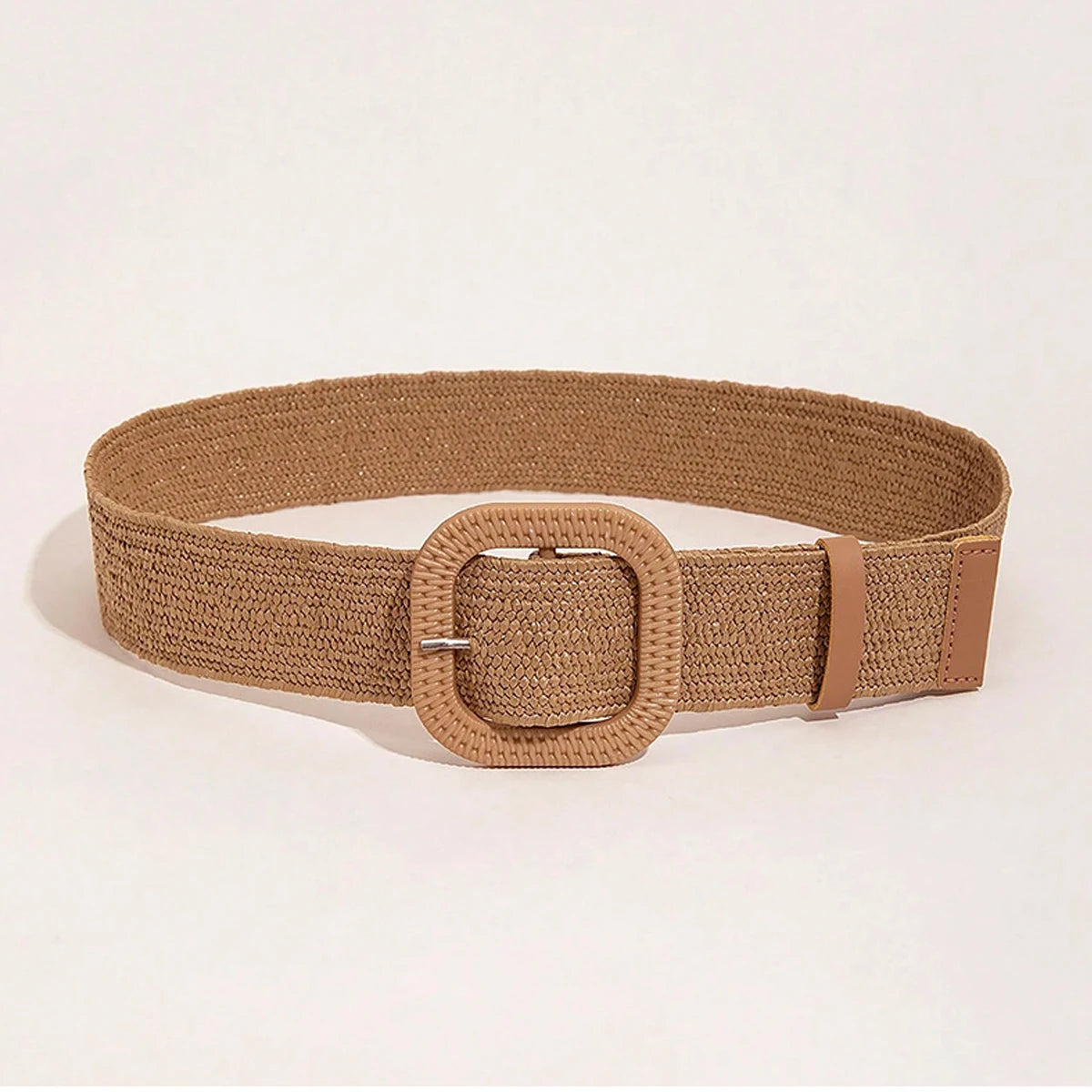 Fashion Women PP Straw Belt Casual Bohemian Wide Belt Summer Braided Waistbelt Buckle Elastic Female Straw Plus  Size Waist Belt