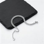 Trend Mesh Chain Bracelet for Men,Silver Color Adjustable Link Wristband,Hip Hop Punk Jewelry Gift