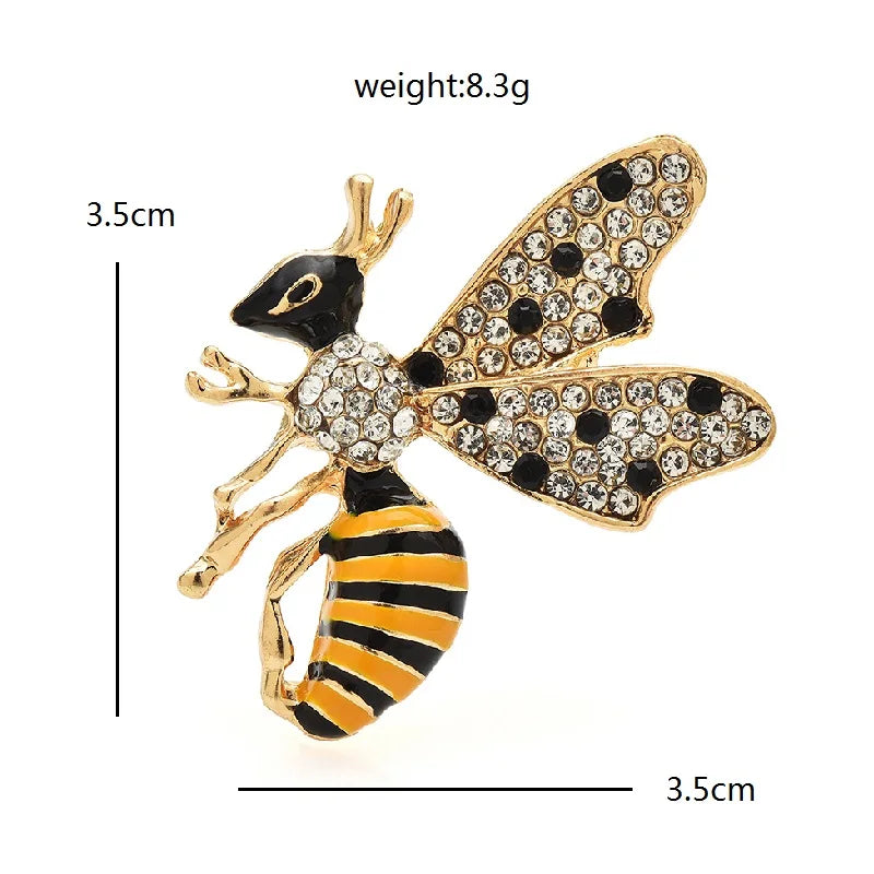 Wuli&baby Cute Bee Brooches For Women Unisex Enamel Rhinestone Beautiful Insects Party Casual Brooch Pins Gifts