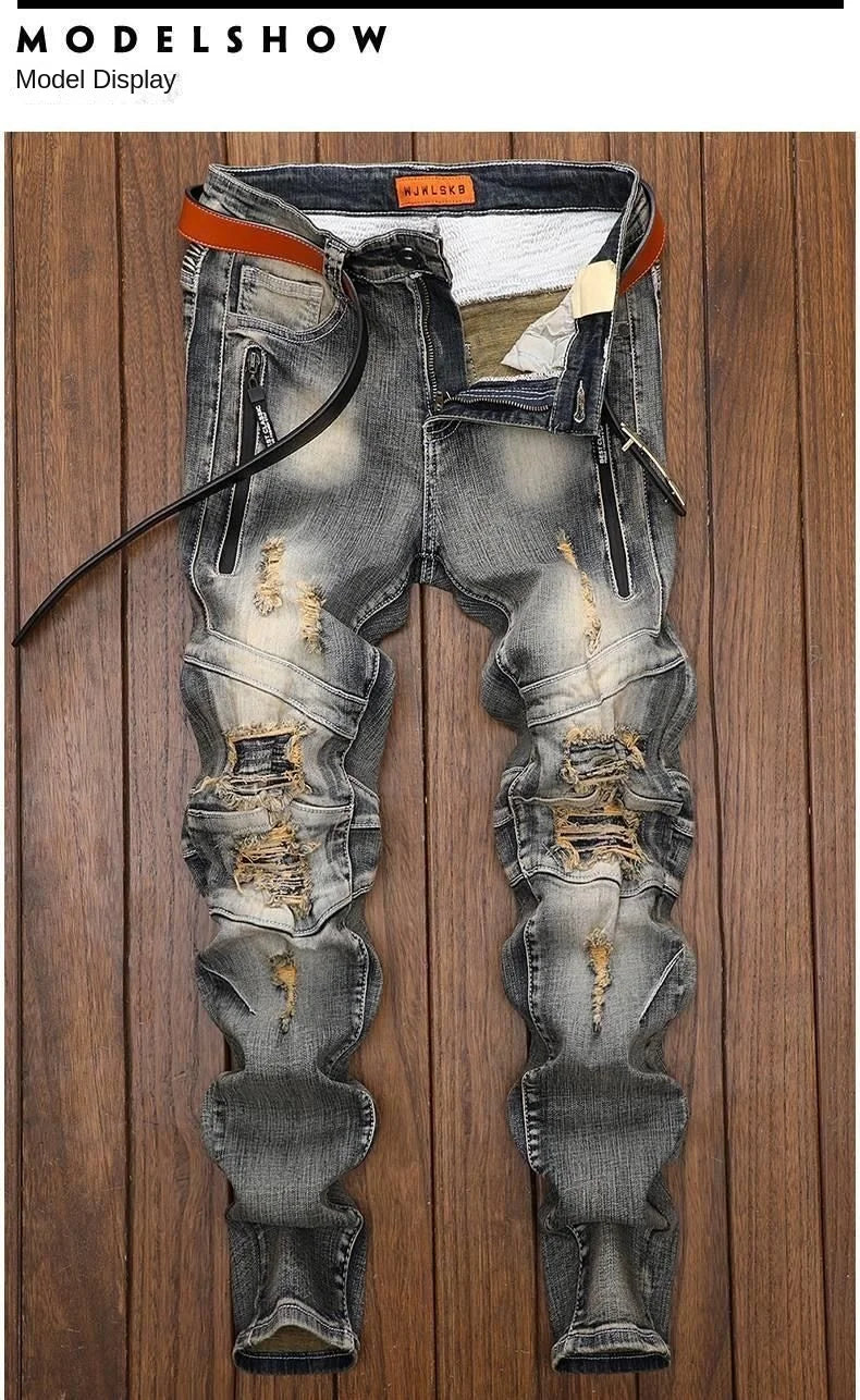PENDRA Denim Straight Ripped Pants