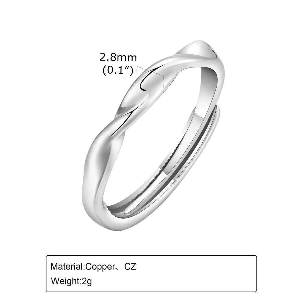 PENDRA Metal Minimalist Wedding Adjustable Ring