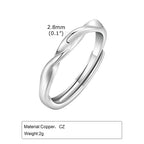 PENDRA Metal Minimalist Wedding Adjustable Ring