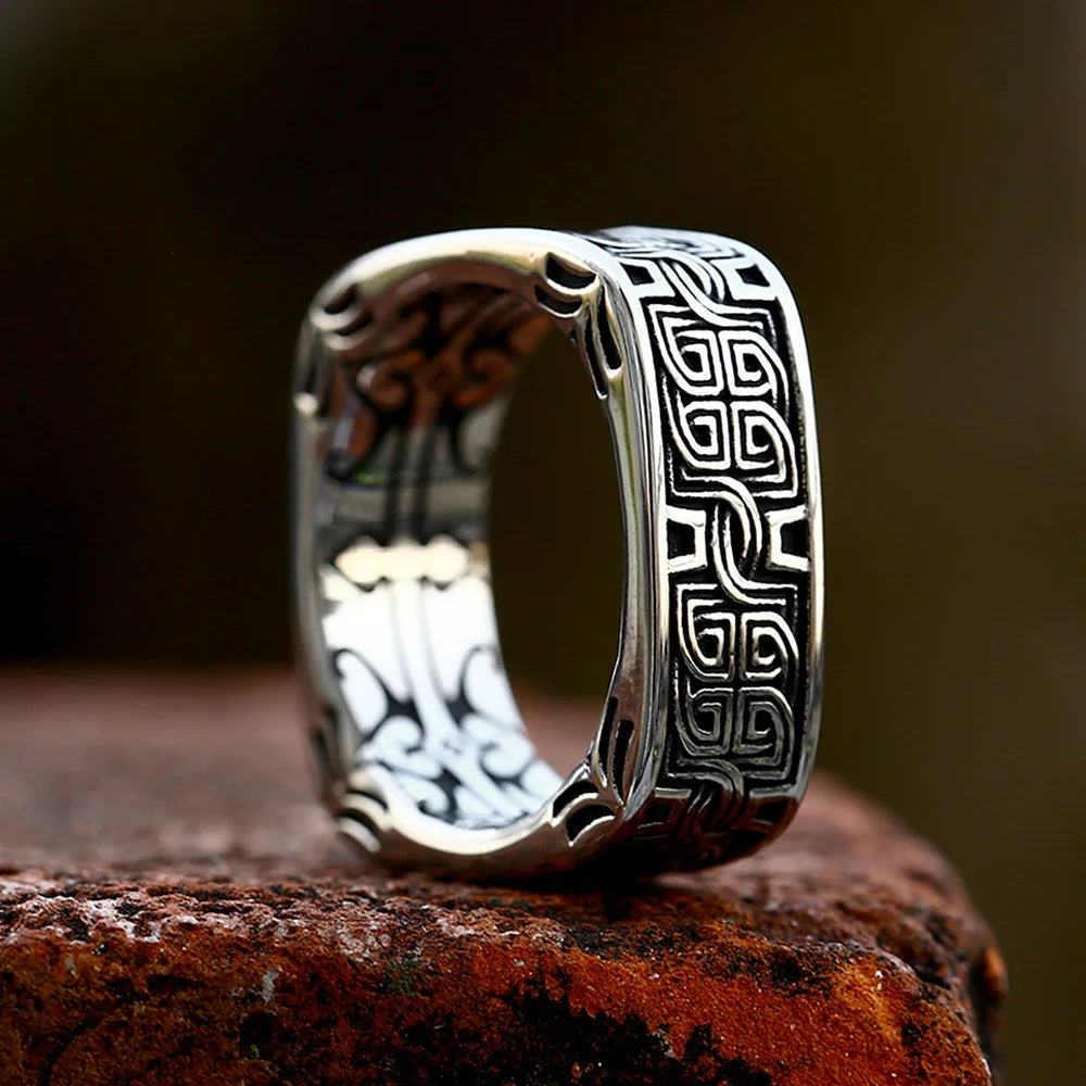 PENDRA Squareforge Embossed Pattern Ring