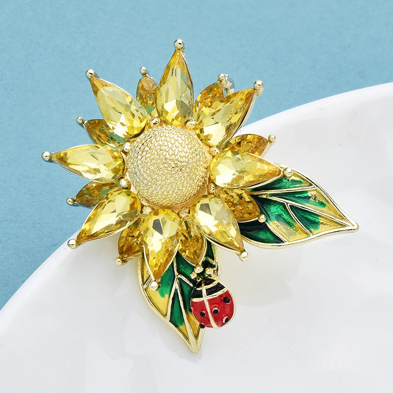 PENDRA Solaria Crystal Sunflower Brooch