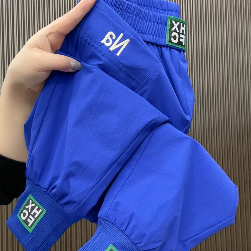 Fashion Summer Harem Pants Female 2025 New Letter Women's Sports Pants Quick Dry Tie Feet Elastic Waist Casual Trousers