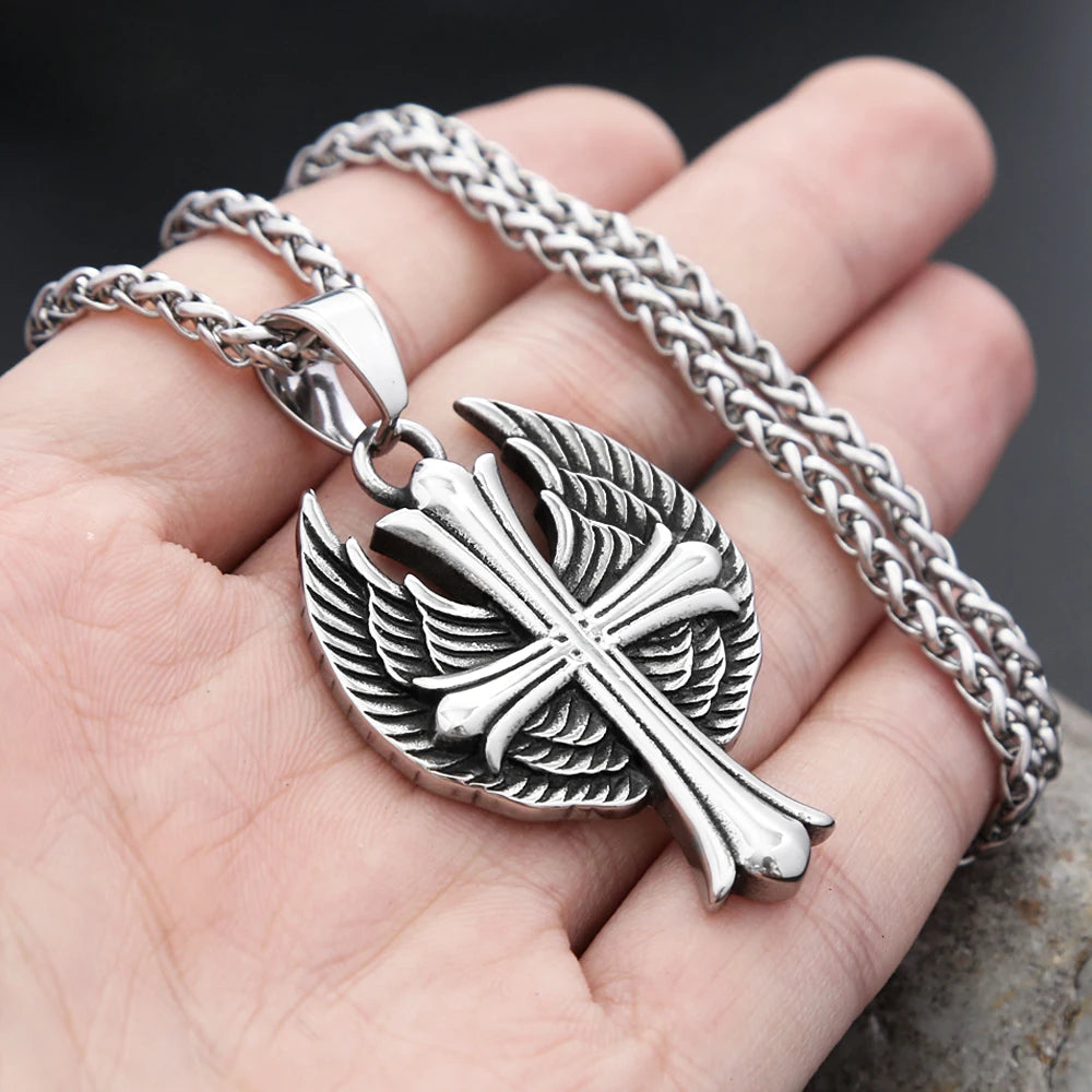 PENDRA Angelcross Memorial Cross with Angel Wings Pendant