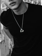Popular Men Necklace,Interlocking Square Triangle Stainless Steel Pendant Necklaces,Trendy Geometric Detachable Pendant Gifts