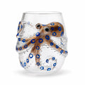 Novelty Octopus Shaped Whiskey Glass Clear Glass Tumbler with Blue Spot Marine Design for Bourbon Cocktail and Gift