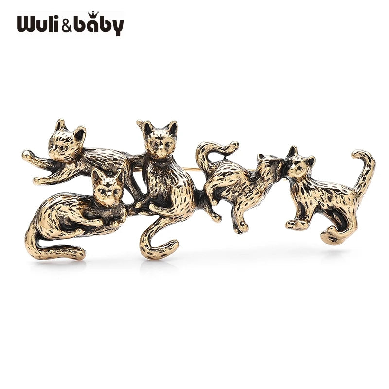 PENDRA Five Cats Friends Animal Brooch