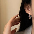 PENDRA Blackagate 925 Sterling Silver Hoop Earrings