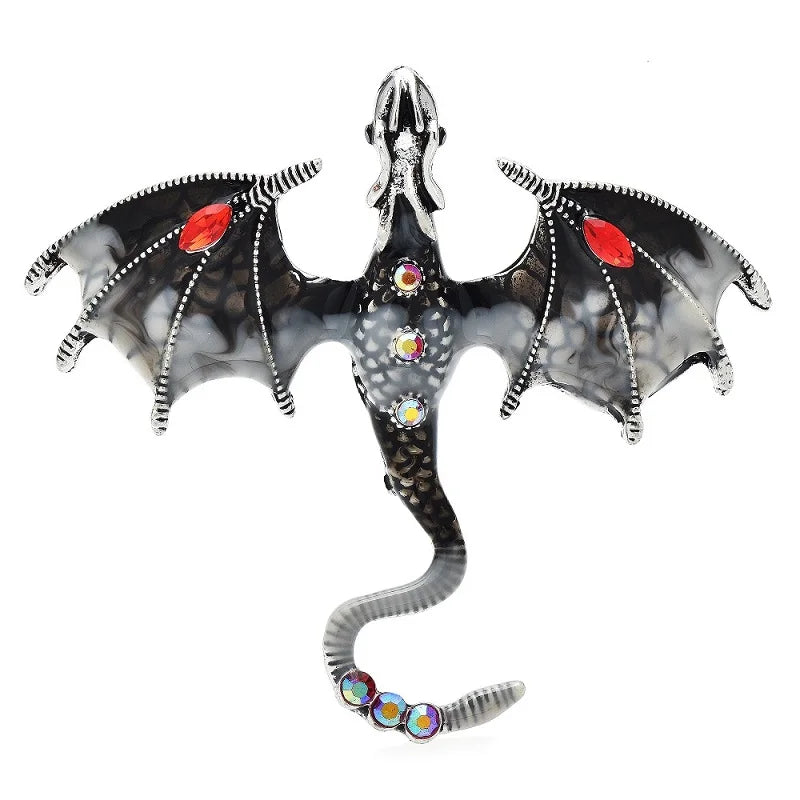 PENDRA Skyfire Rhinestone Dragon Brooch