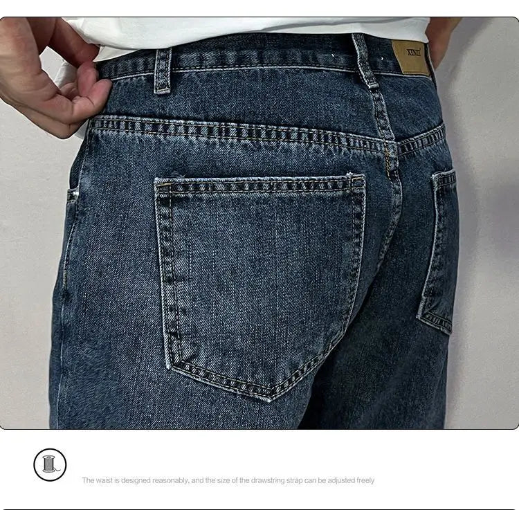 Men's Denim Shorts 2025 Summer Thin Five-point Pants Versatile Simple CowBoys Korean Blue Overalls Denim Short Medium Pants Man