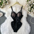 Sexy spicy girl with chest cushion jumpsuit women's summer new see through mesh slimming sexy niche design camisole vest