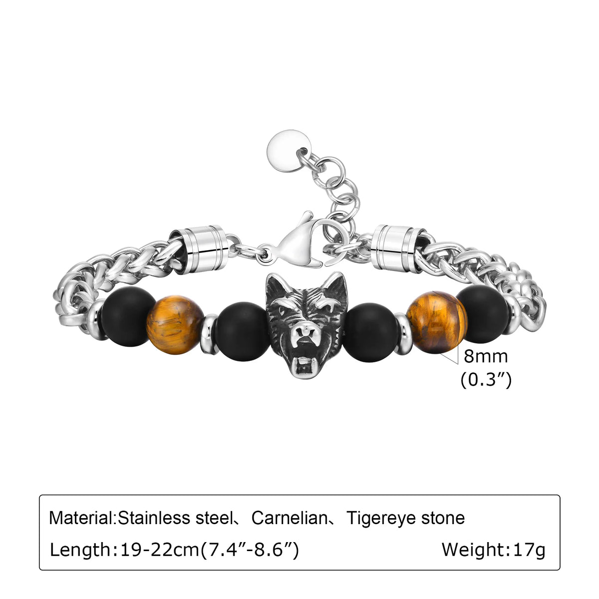 Mprainbow Stainless Steel Bracelets for Men Boys,Gothic Cross Skull Wolf Head Bracelets,Fathers Day Anniversary Birthday Gifts