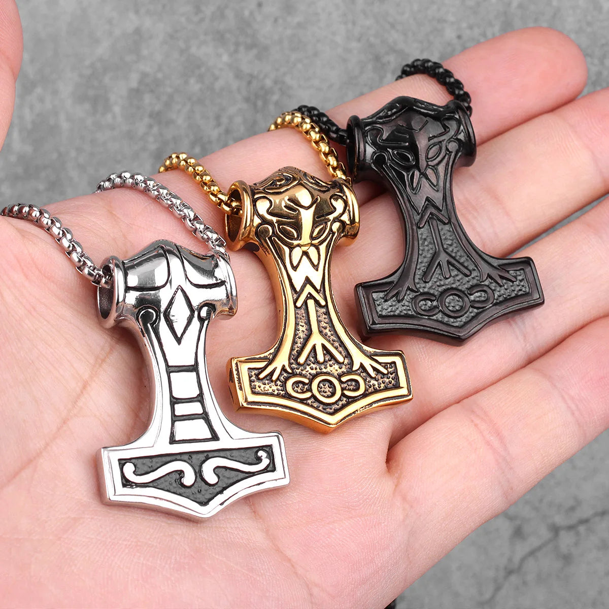 PENDRA Thor's Hammer Boyfriend Steel Necklace