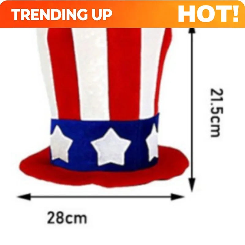 Uncle Sam Hat with American Flag - Funky -Free Tall Top Hat Suitable for 4th of Parties, Parades, Themed Costumes & Costume