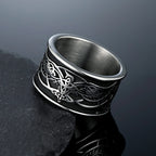 PENDRA Wolf Crow Rune Ring
