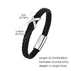 Stainless Steel Infinity Black Leather Bracelet for Men,High Quality Microfiber Leather Wristband,Gift for Husband Dad Him