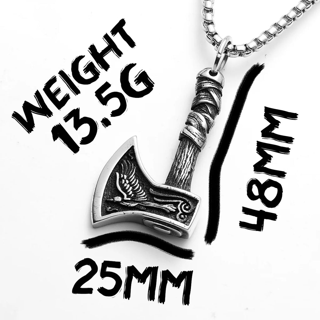 Viking Mythology Wolf Aex Men Necklaces Stainless Steel Pendant Chain Women Punk Fashion Jewelry New Accessories Gifts Wholesale